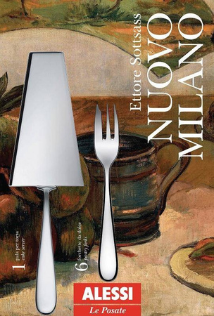 NUOVO MILANO - zestaw sztućców do ciasta - 6 widelczyków i łopatka ALESSI