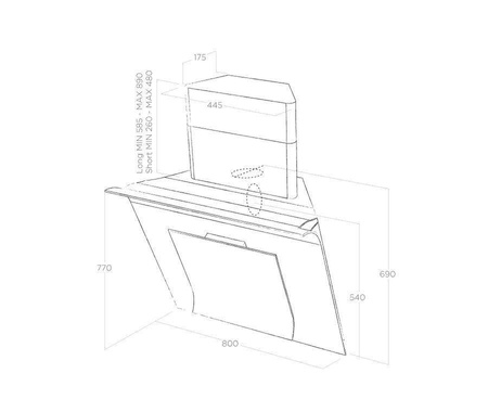 SINFONIA WH/F/80 okap naścienny - białe szkło ELICA