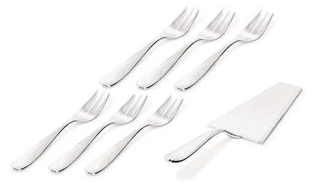 NUOVO MILANO - zestaw sztućców do ciasta - 6 widelczyków i łopatka ALESSI