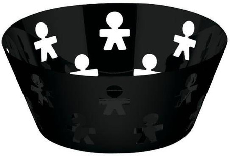 GIROTONDO - czarny koszyk polerowany 23cm ALESSI