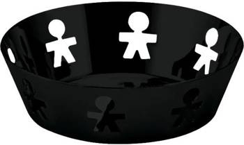 GIROTONDO - czarny koszyk polerowany 18cm ALESSI