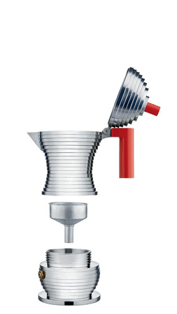 PULCINA - ciśnieniowa kawiarka z czerwoną rączką 70ml ALESSI