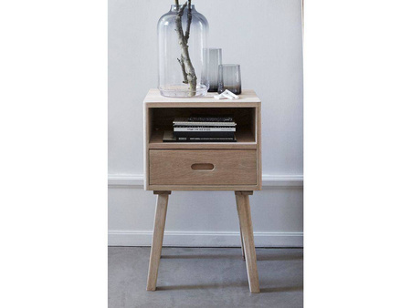 Stolik nocny z szufladą lity dąb HUBSCH