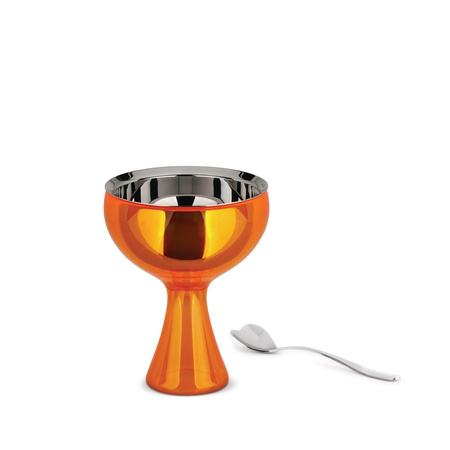 BIG LOVE - pomarańczowy pucharek do lodów z łyżeczką ALESSI