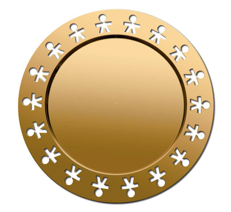 GIROTONDO - okrągła złota taca z płaskim rantem 40 cm ALESSI