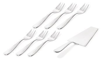 NUOVO MILANO - zestaw sztućców do ciasta - 6 widelczyków i łopatka ALESSI