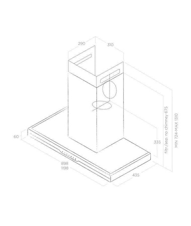 METEORITE IX/A/120 okap naścienny - stal nierdzewna ELICA