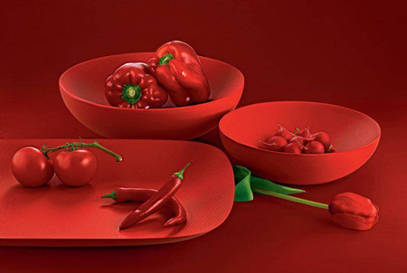 MOIRE - Czerwona prostokątna taca 45x34cm ALESSI