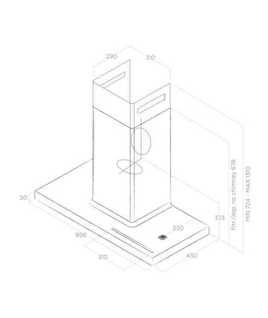 BIO WH/A/90 ROVERE okap naścienny - biały + dąb ELICA