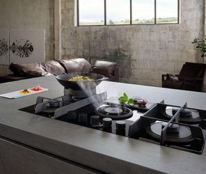 NIKOLATESLA FLAME BL/A/88  czarna płyta gazowa z wyciągiem ELICA