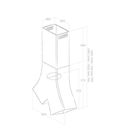 YE WH/A/66 okap wyspowy - Biały Cristalplant ELICA