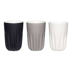 Zestaw 3 kubków porcelanowych biały/szary/czarny HUBSCH