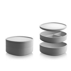 BIRILLO - pojemnik łazienkowy z przegródkami i pokrywką, biały ALESSI