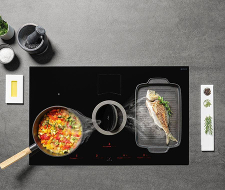 NIKOLATESLA SWITCH BL/F/83 czarna płyta indukcyjna z pochłaniaczem ELICA