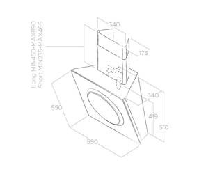 MINI OM BL/F/55 okap naścienny - czarne szkło ELICA