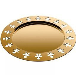 GIROTONDO - okrągła złota taca z płaskim rantem 40 cm ALESSI